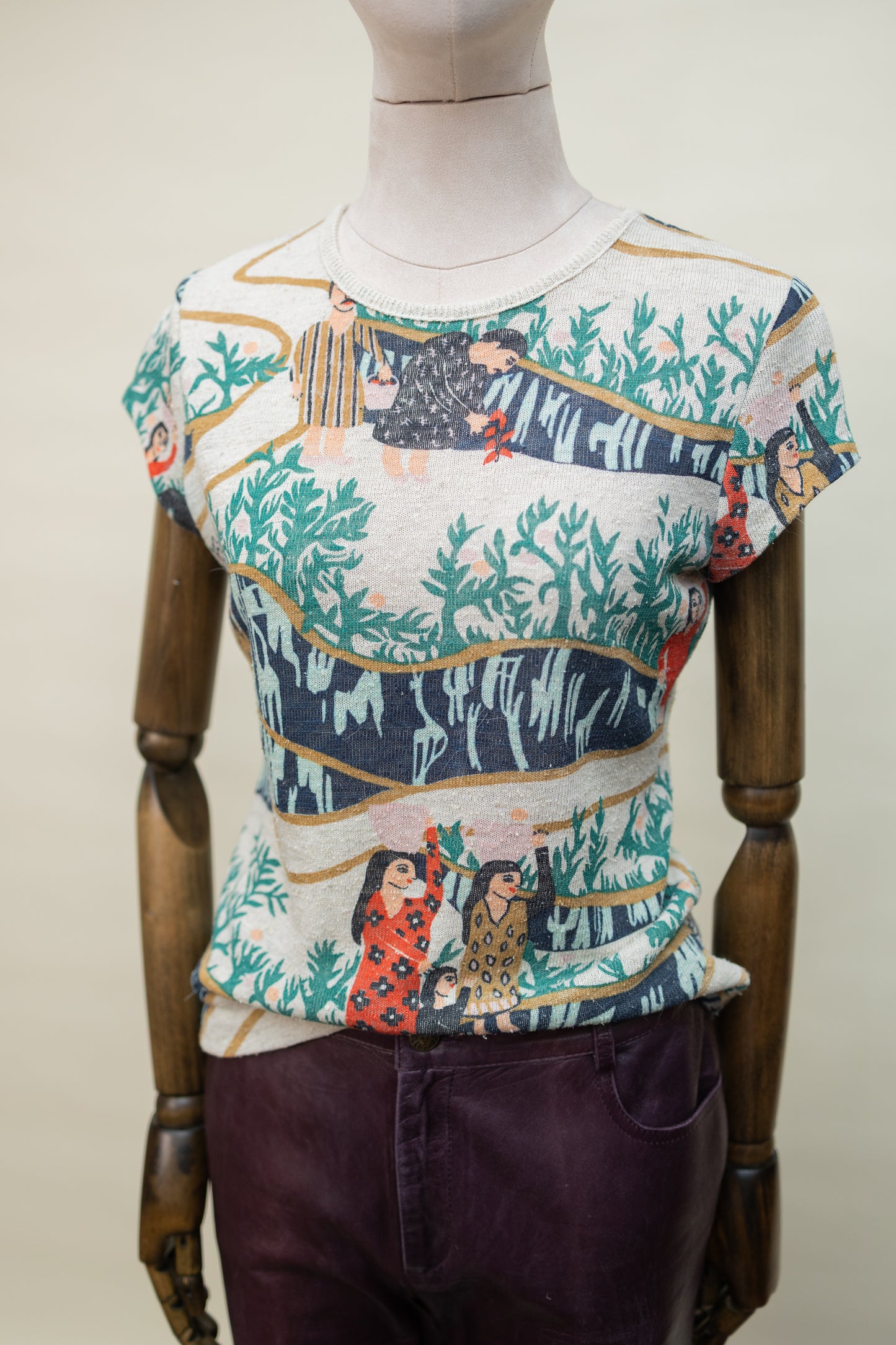 Folk Art Graphic Tee – Harvest Scene