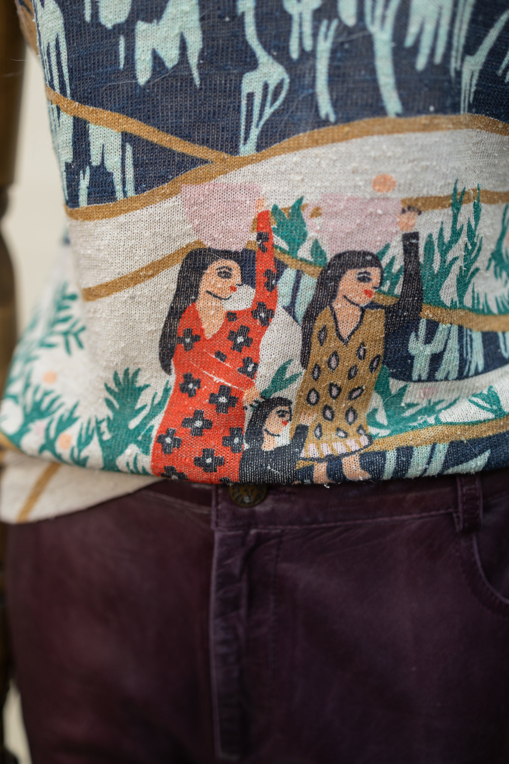 Folk Art Graphic Tee – Harvest Scene