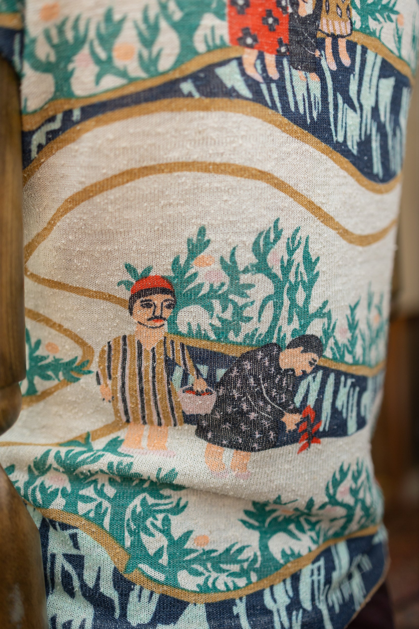 Folk Art Graphic Tee – Harvest Scene