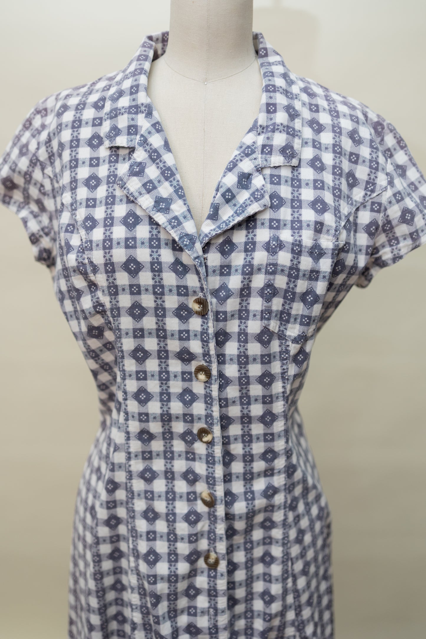 Purple Gingham Day Dress – Button Front
