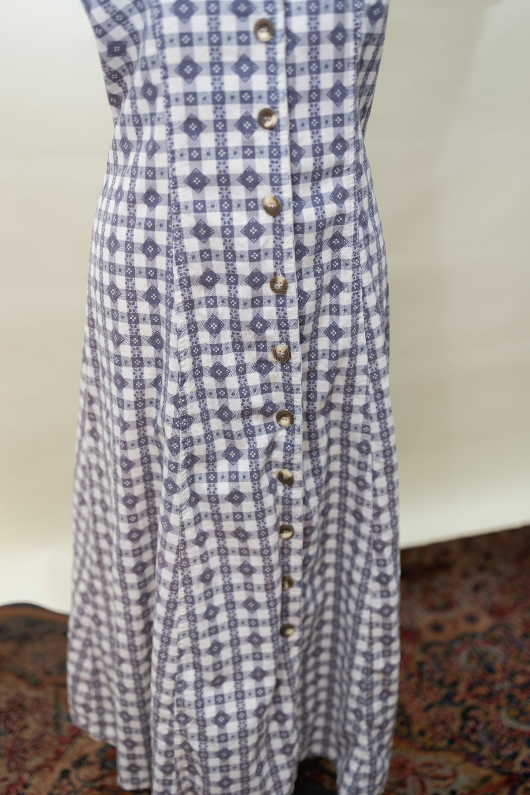 Purple Gingham Day Dress – Button Front