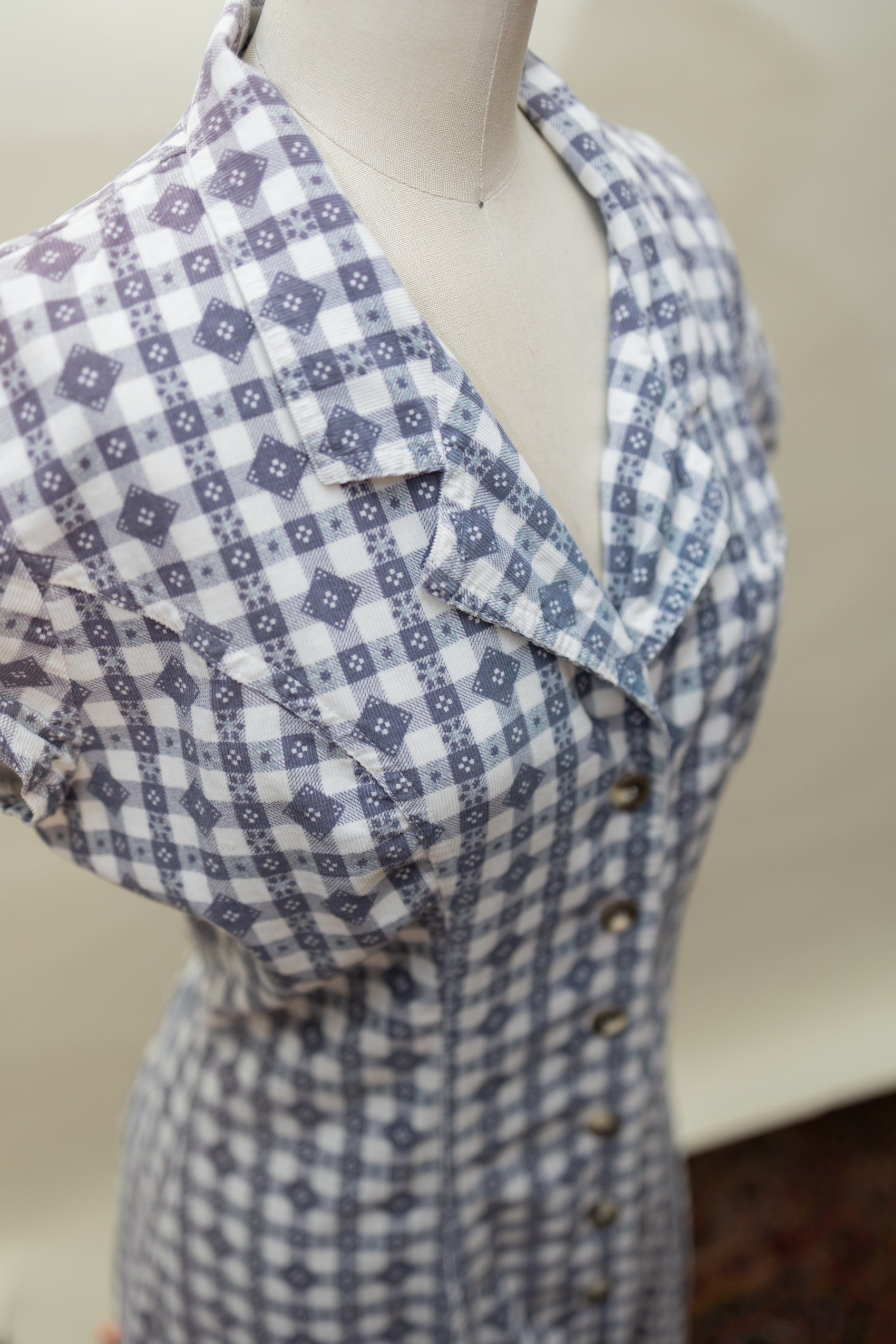 Purple Gingham Day Dress – Button Front