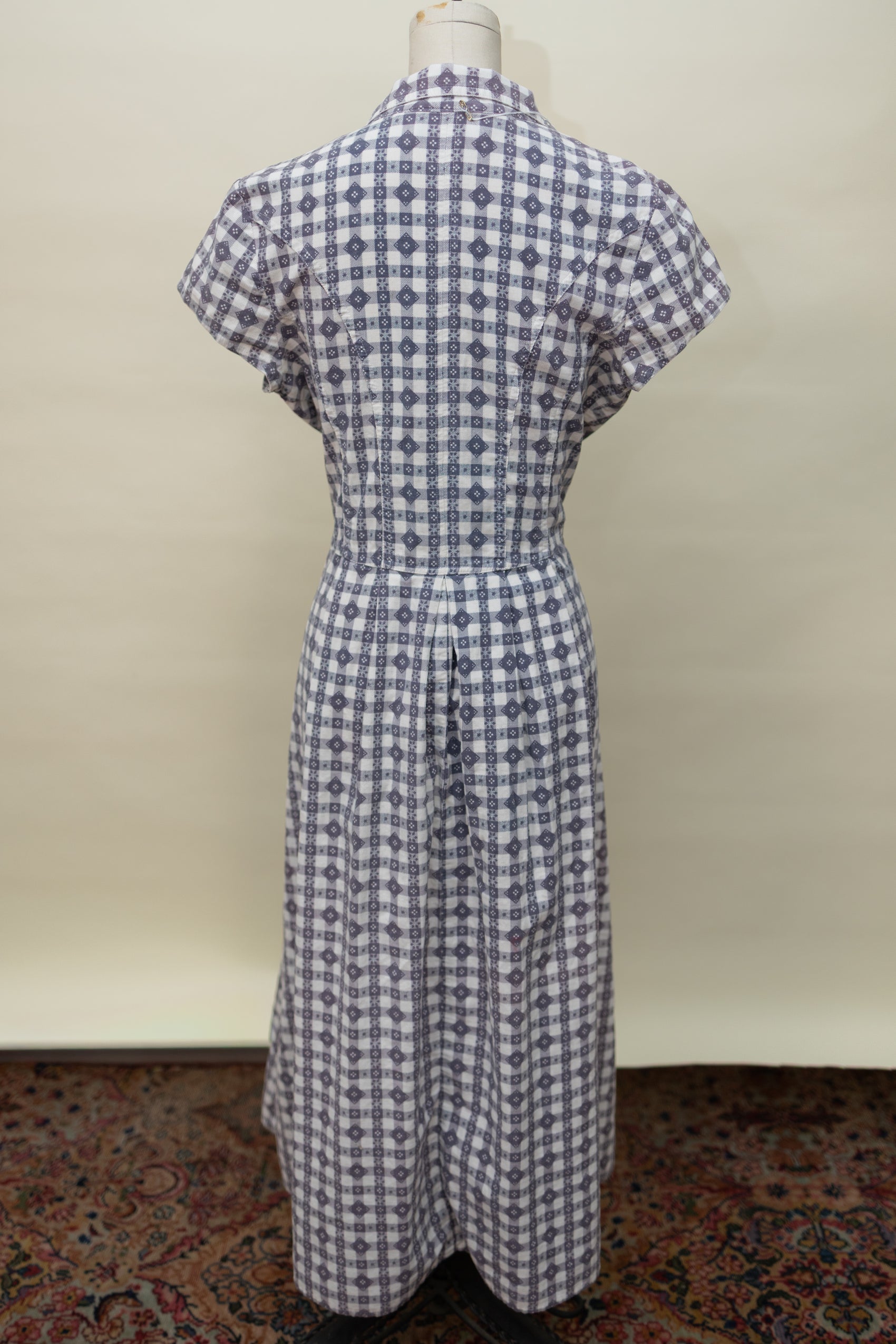 Purple Gingham Day Dress – Button Front