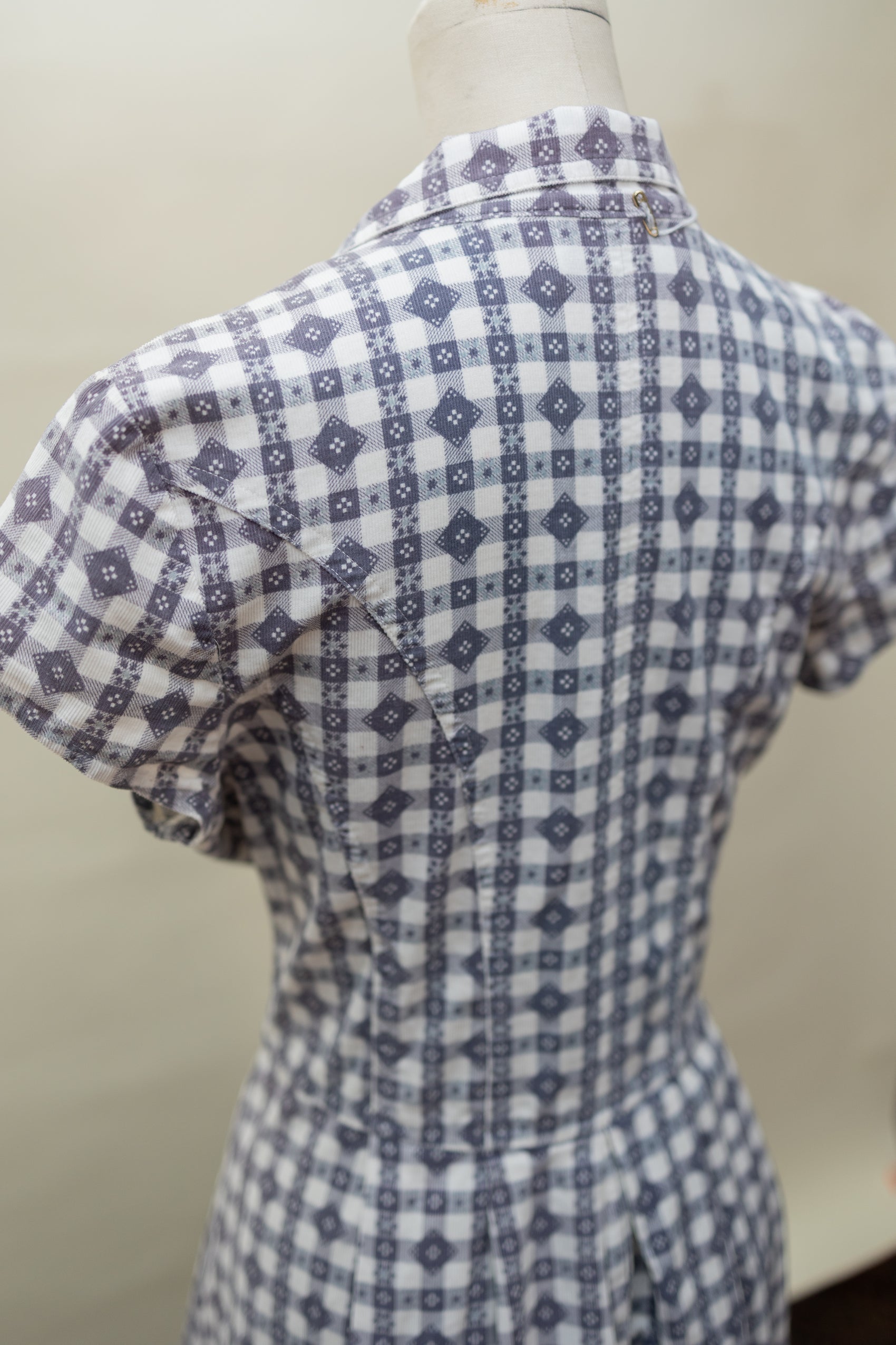 Purple Gingham Day Dress – Button Front