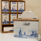 Vintage Dutch Blue Salt Box — Ceramic & Wood Lid