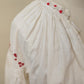 Antique Hand-Embroidered Linen Tunic – Red Floral Detail