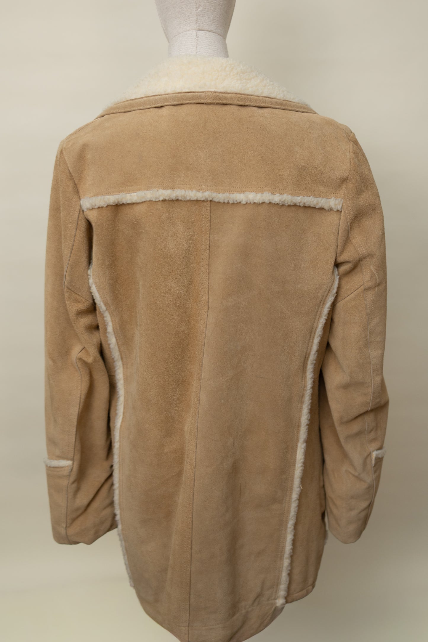 Shearling Suede Coat – Camel & Cream