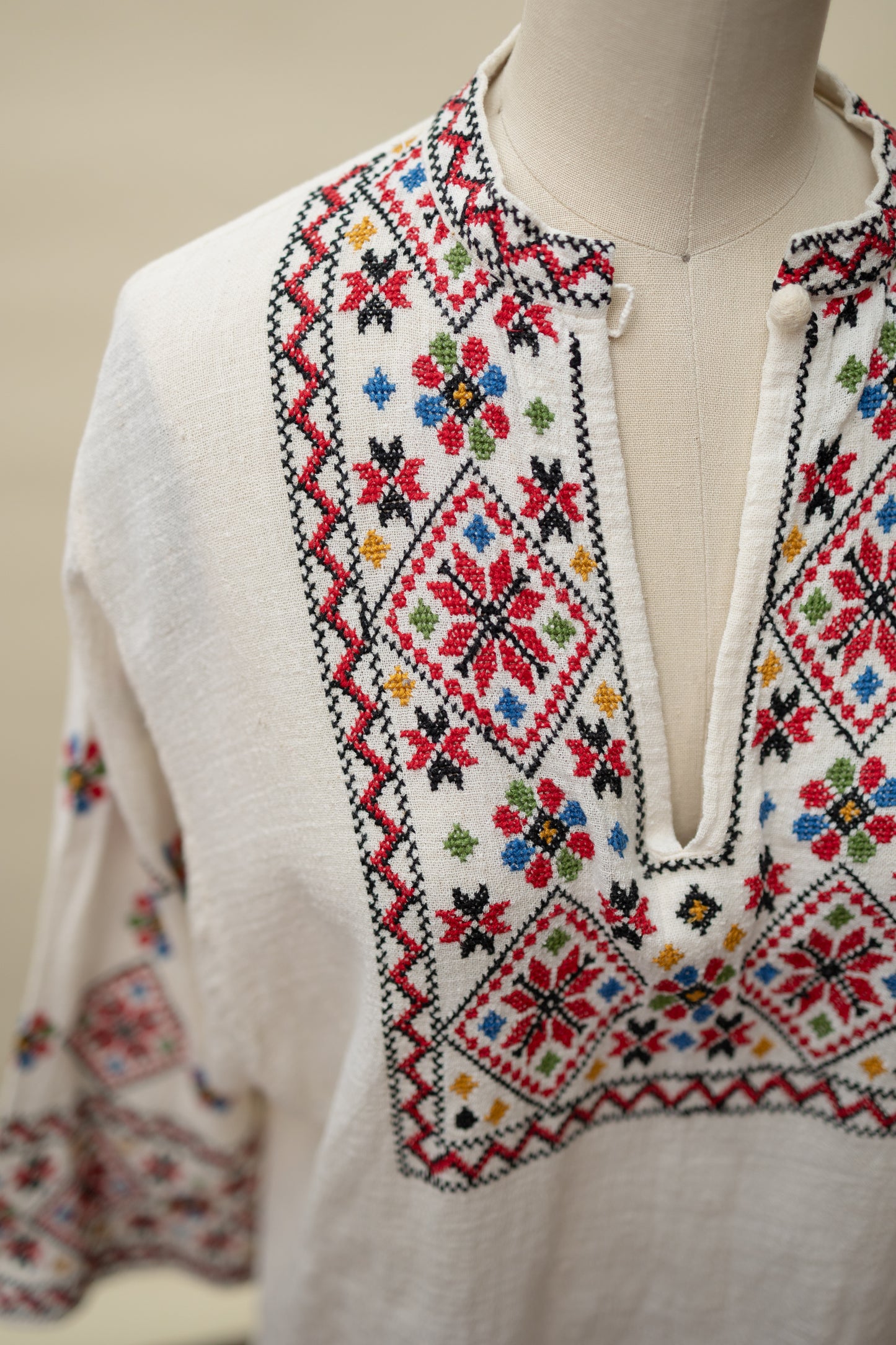 Vintage Hand-Embroidered Eastern European Peasant Blouse