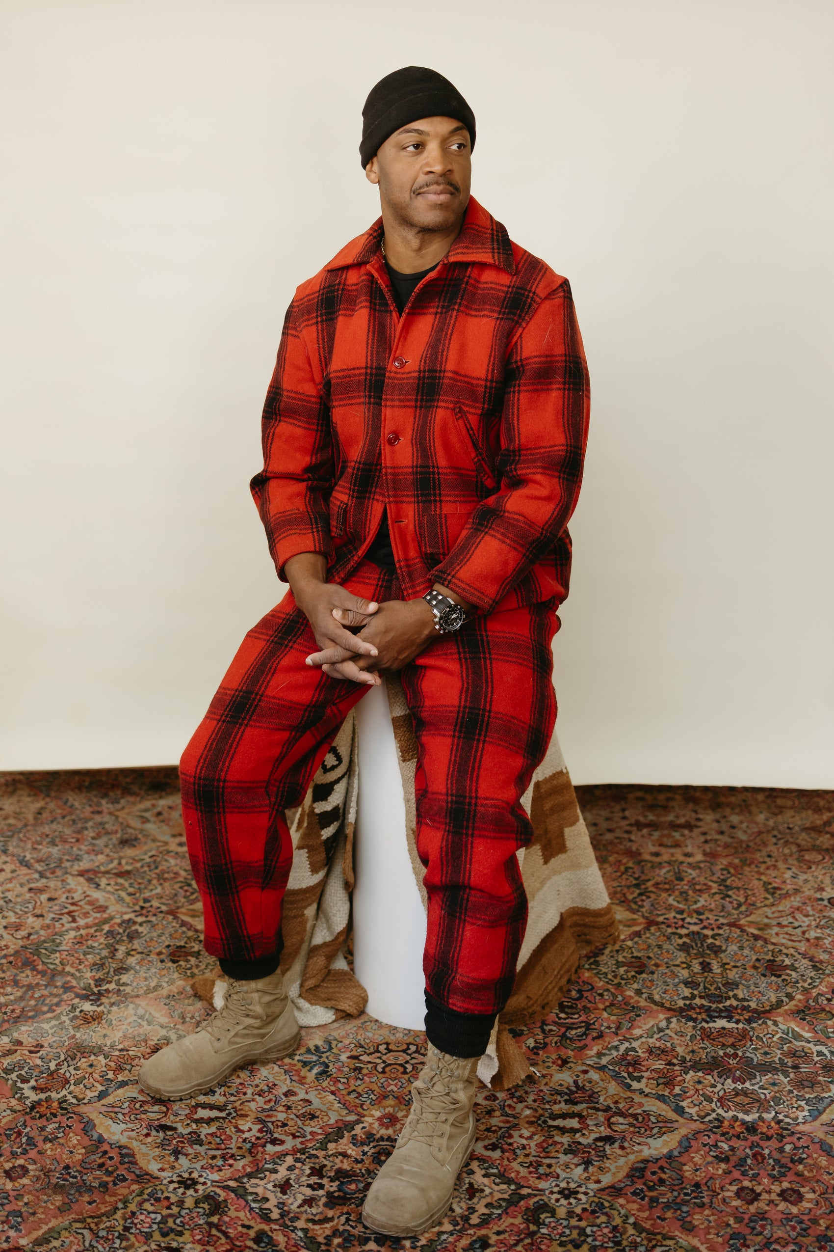 Vintage Red and Black Wool Buffalo Plaid Suit Set * COMING SOON*