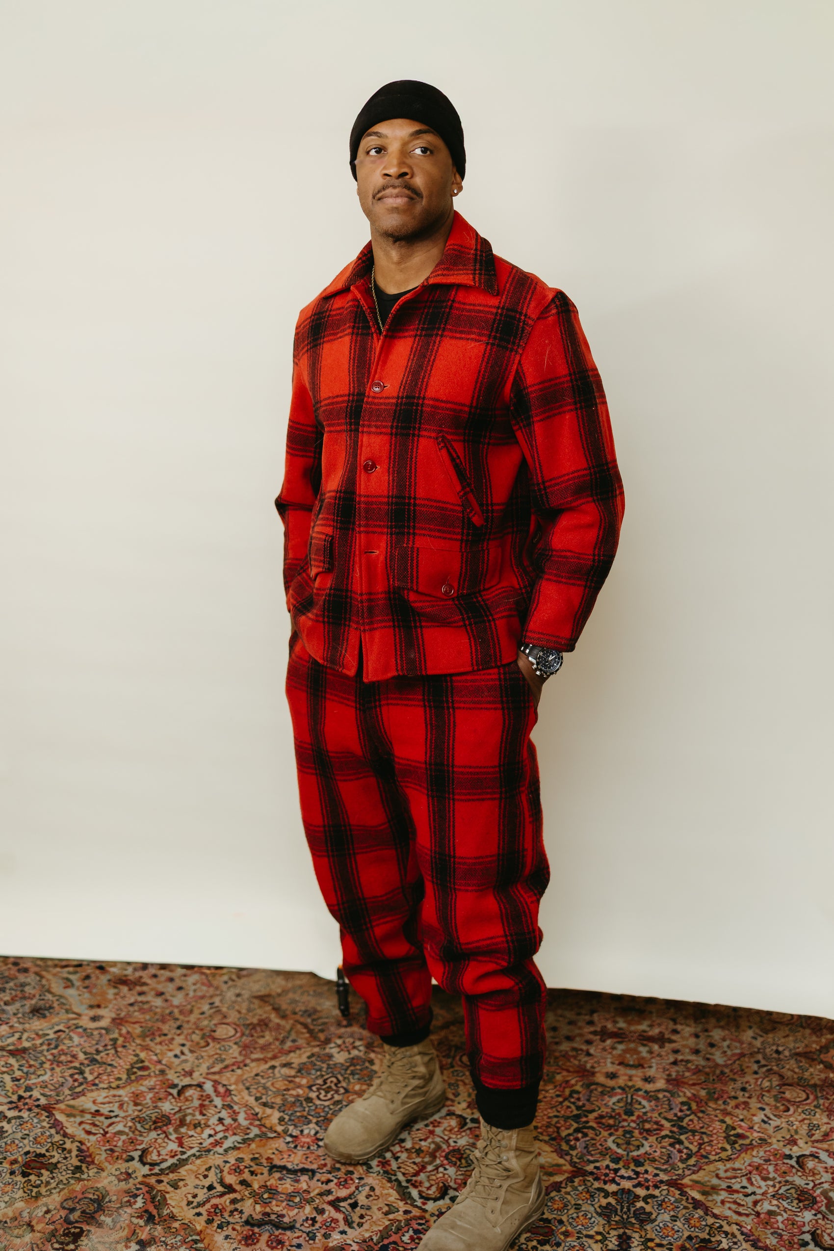 Vintage Red and Black Wool Buffalo Plaid Suit Set * COMING SOON*