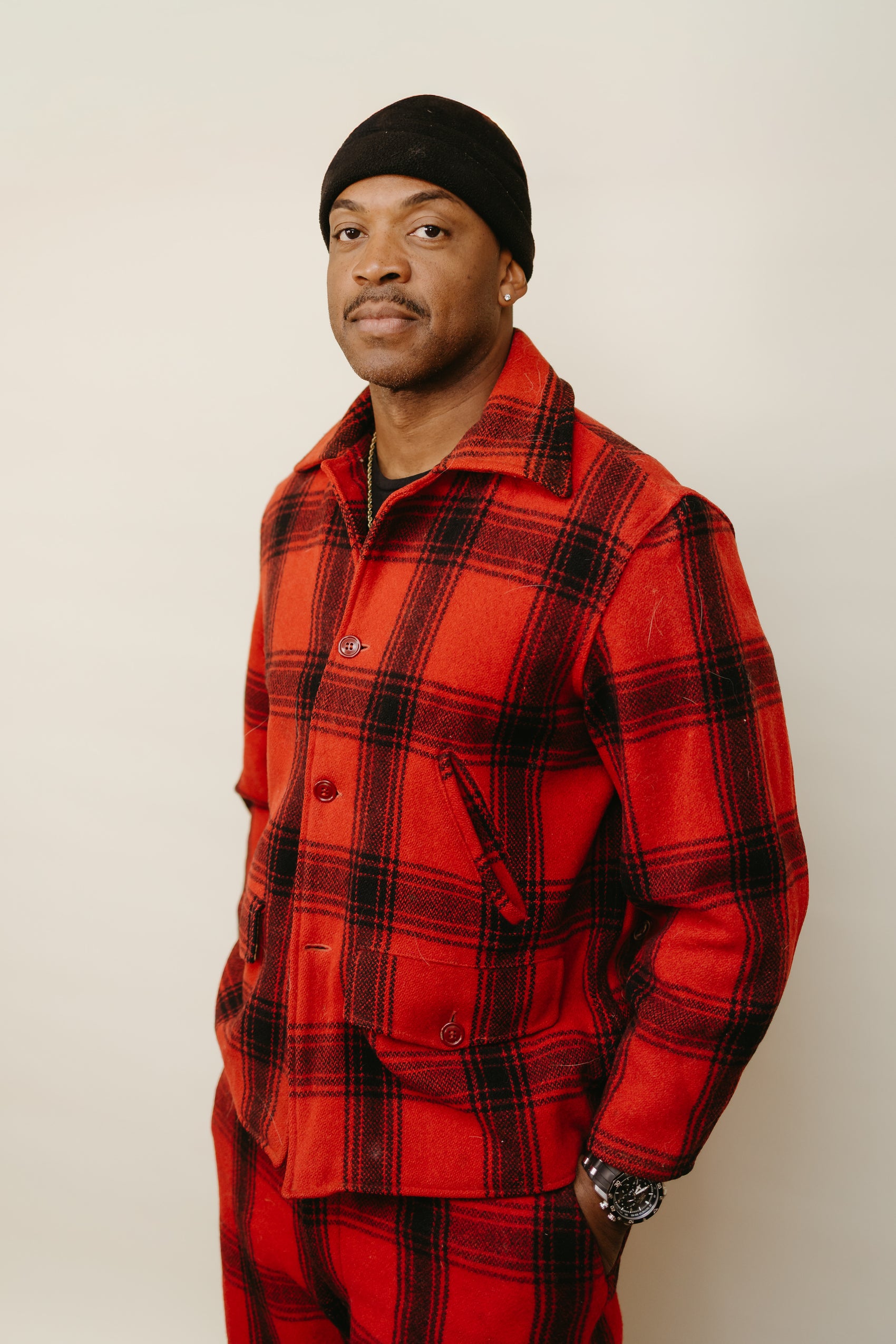 Vintage Red and Black Wool Buffalo Plaid Suit Set * COMING SOON*