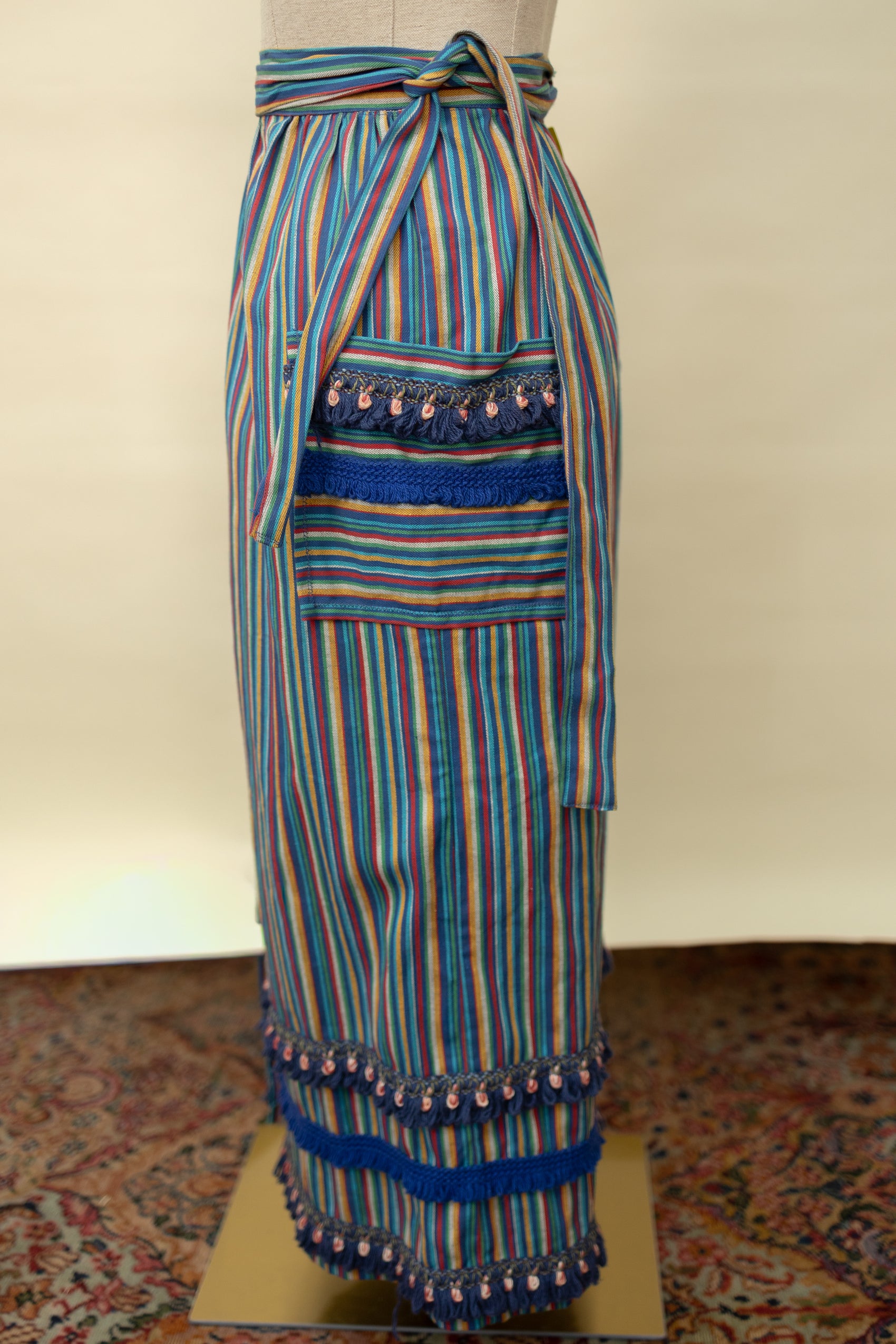 Vintage Striped Cotton Wrap Skirt with Tassel Trim *COMING SOON*
