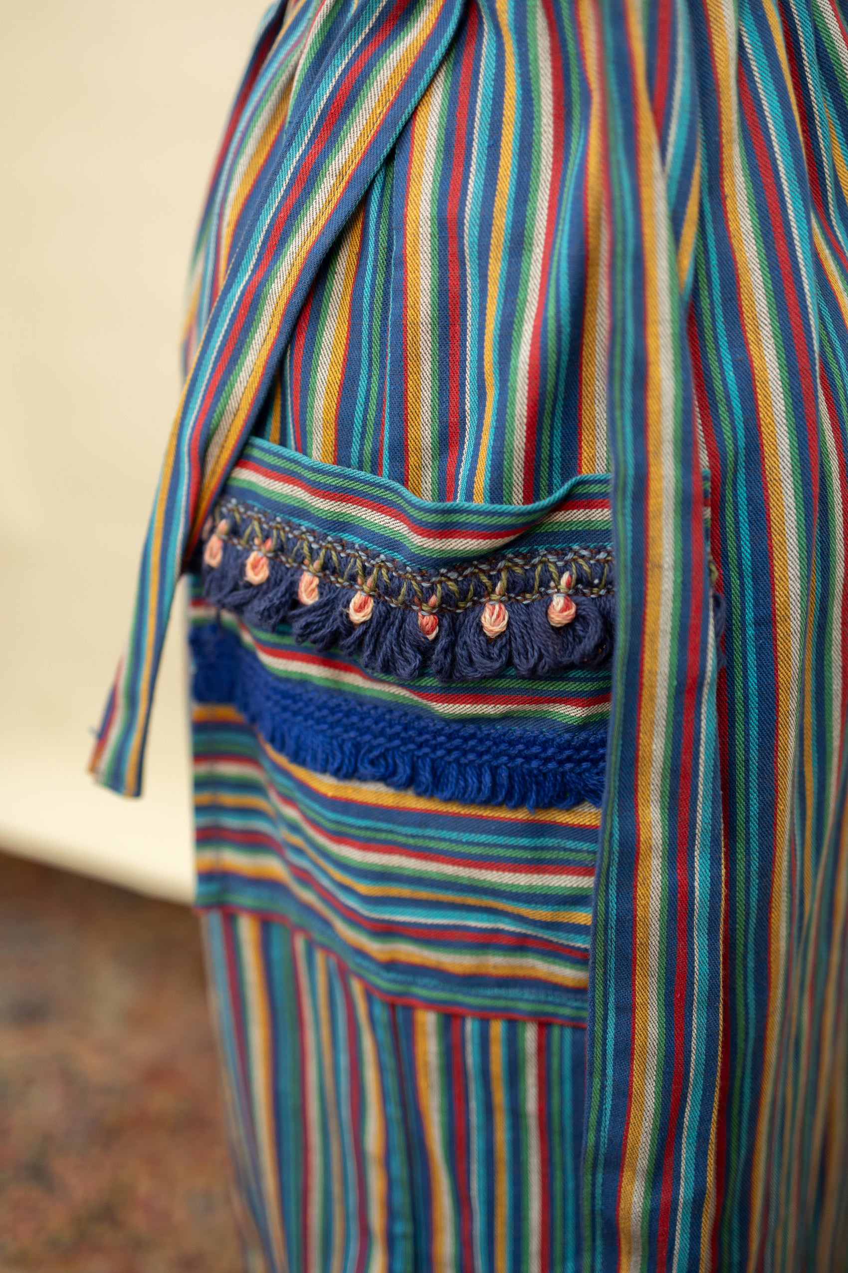 Vintage Striped Cotton Wrap Skirt with Tassel Trim *COMING SOON*