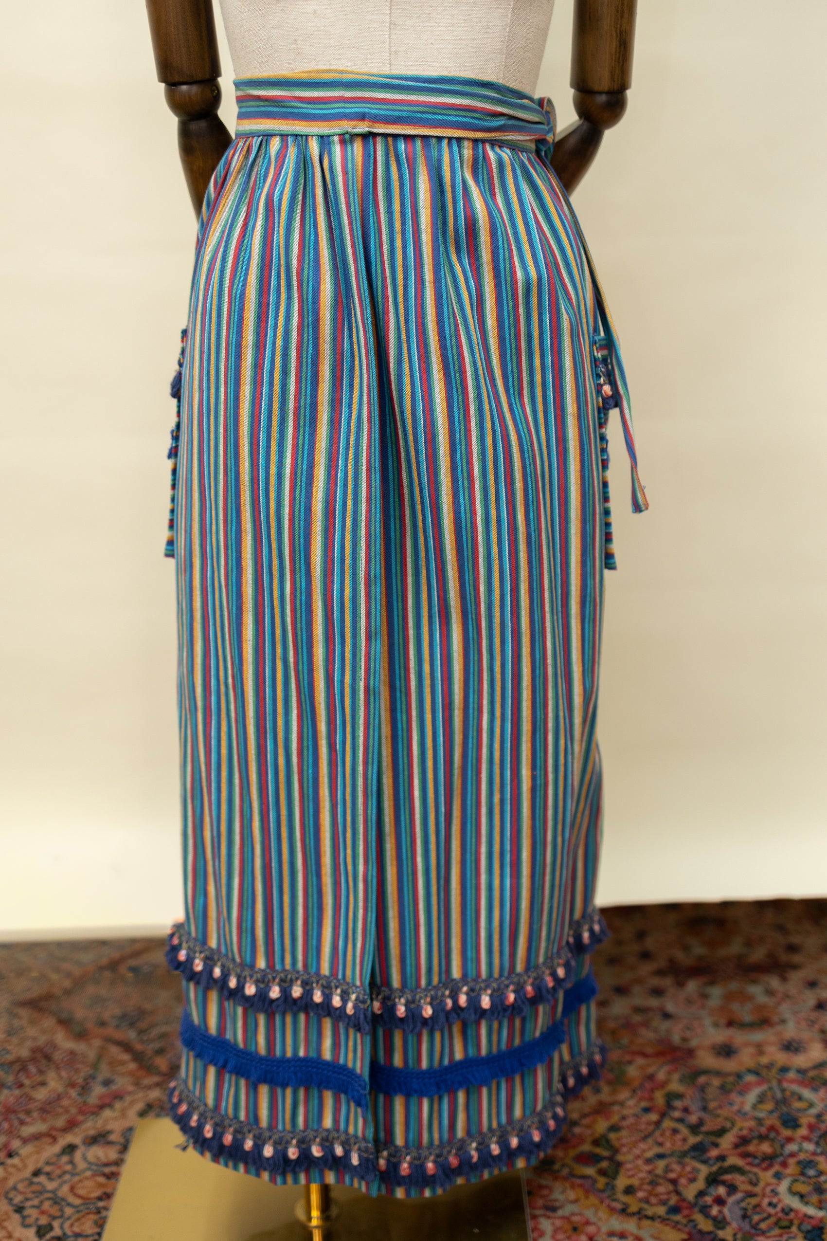 Vintage Striped Cotton Wrap Skirt with Tassel Trim *COMING SOON*