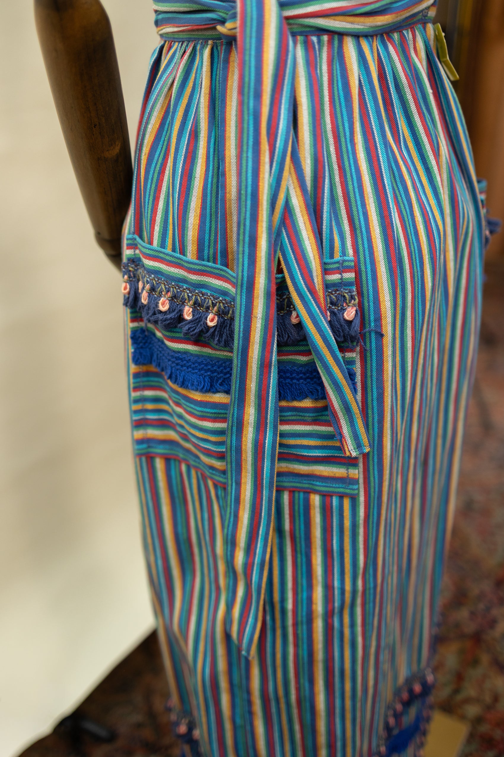 Vintage Striped Cotton Wrap Skirt with Tassel Trim *COMING SOON*