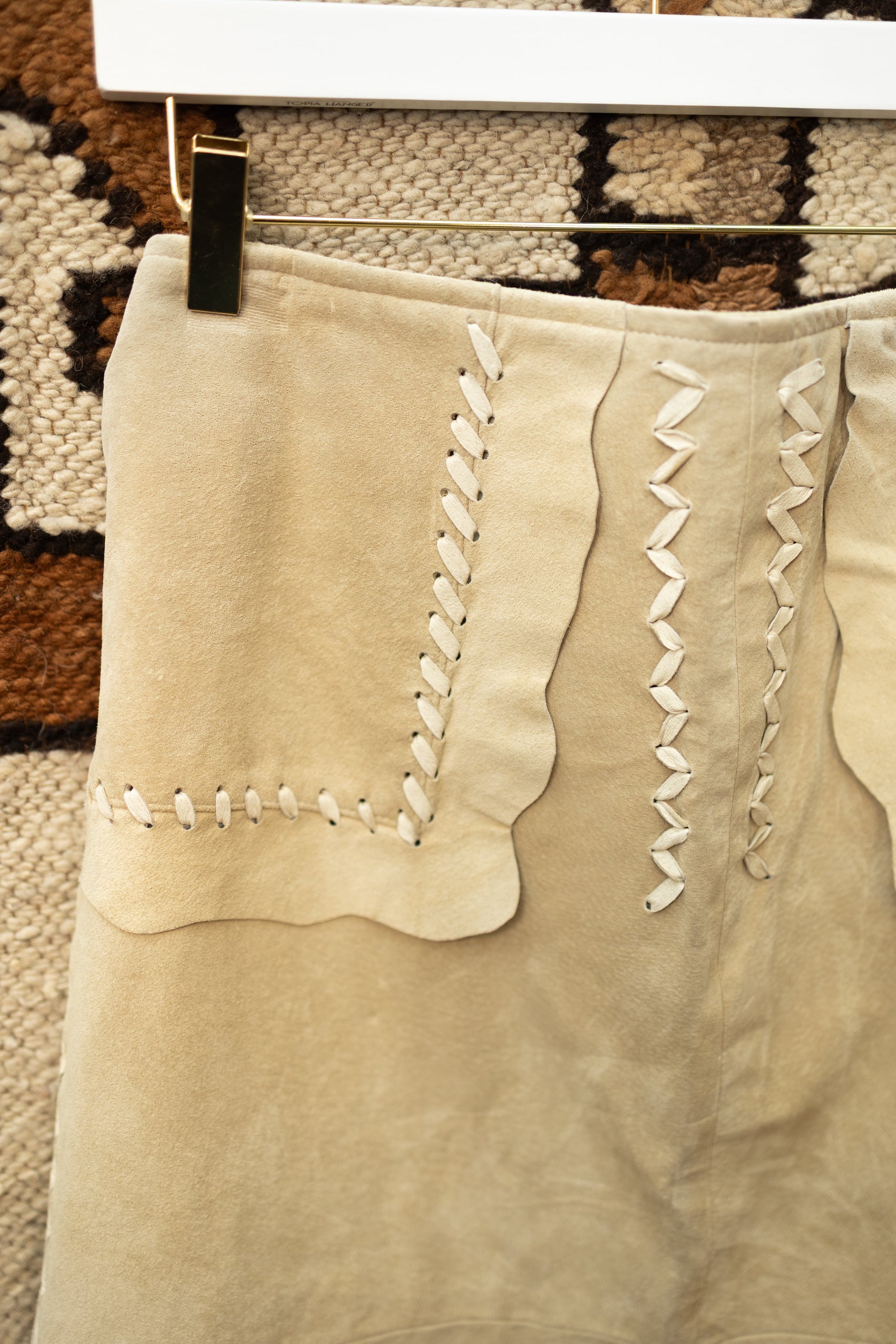 Vintage Suede Maxi Skirt with Whipstitch Detailing *COMING SOON*