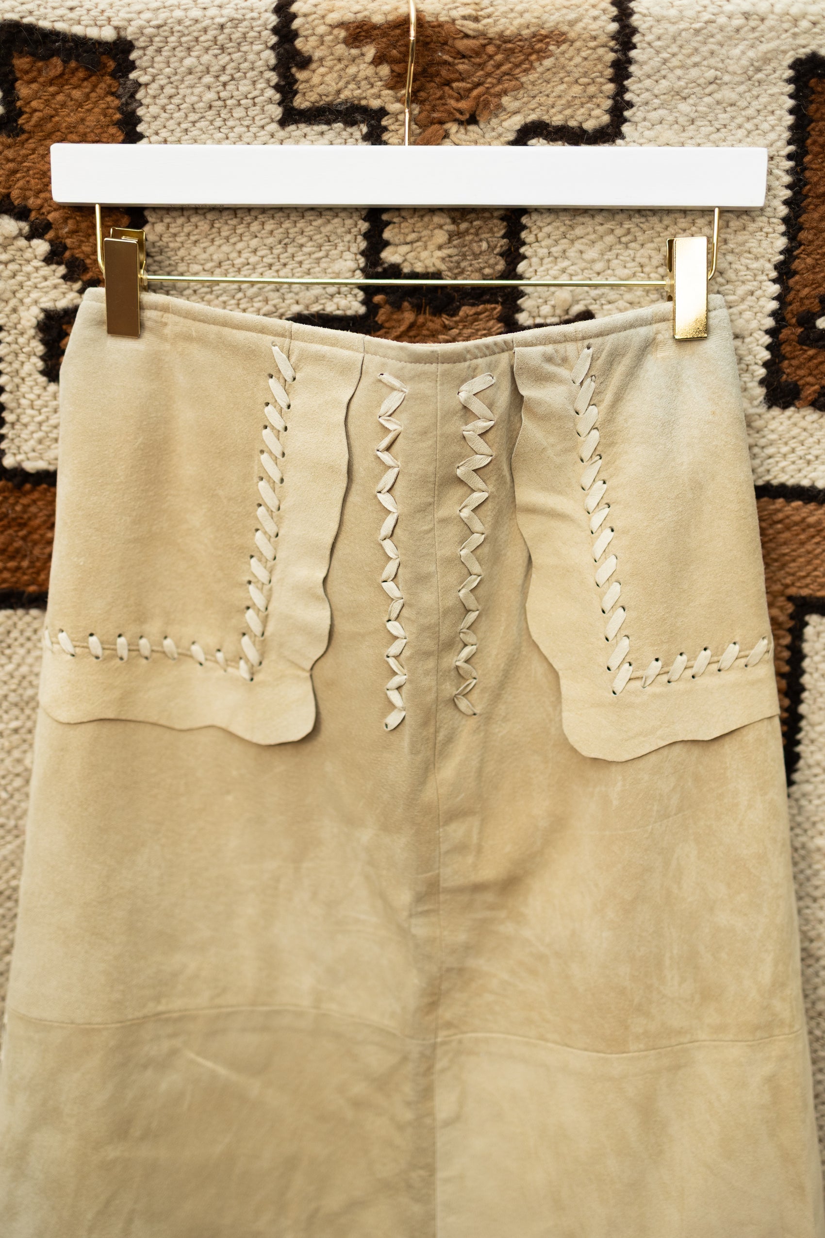 Vintage Suede Maxi Skirt with Whipstitch Detailing *COMING SOON*