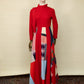 Red Wool Patchwork Maxi Dress with Quilted Skirt Panels *COMING SOON*
