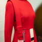Red Wool Patchwork Maxi Dress with Quilted Skirt Panels *COMING SOON*