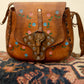1970s Handcrafted Leather Satchel with Braided Strap & Painted Floral Detail *COMING SOON*