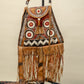 Handcrafted Leather Tribal Fringe Bag with Geometric Embroidery