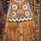 Handcrafted Leather Tribal Fringe Bag with Geometric Embroidery