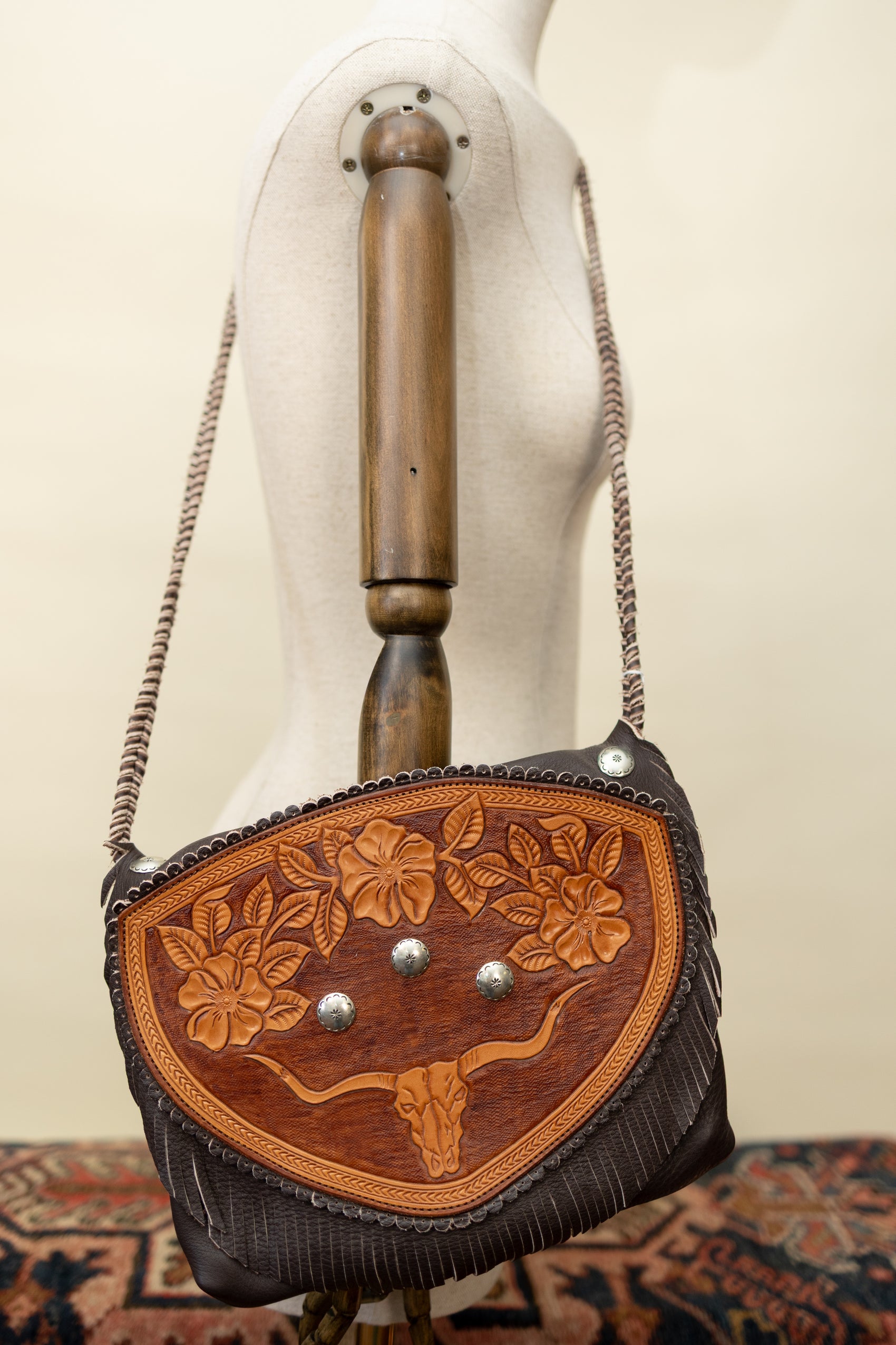 Hand-Tooled Leather Western Crossbody with Longhorn & Floral Detail *COMIGN SOON*