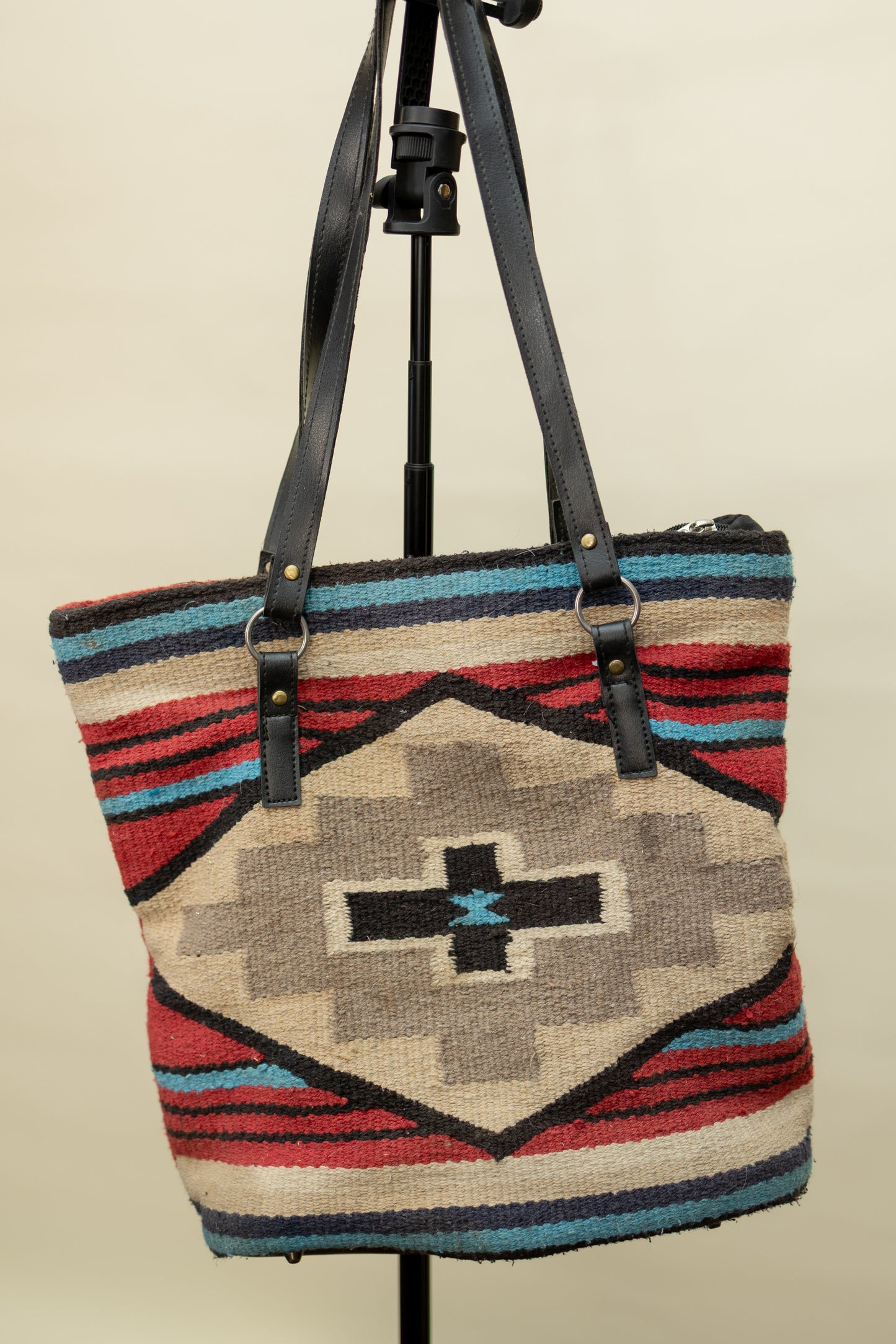Southwestern Wool Tapestry Tote with Leather Straps *COMING SOON*