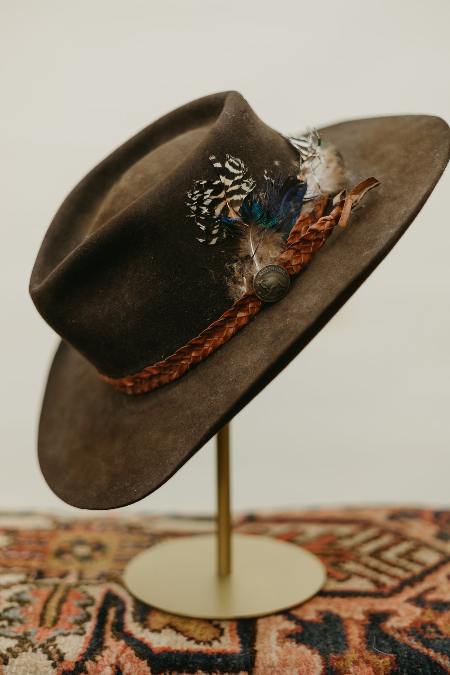 Vintage Wool Felt Western Hat with Braided Band & Feather Accent *COMING SOON*