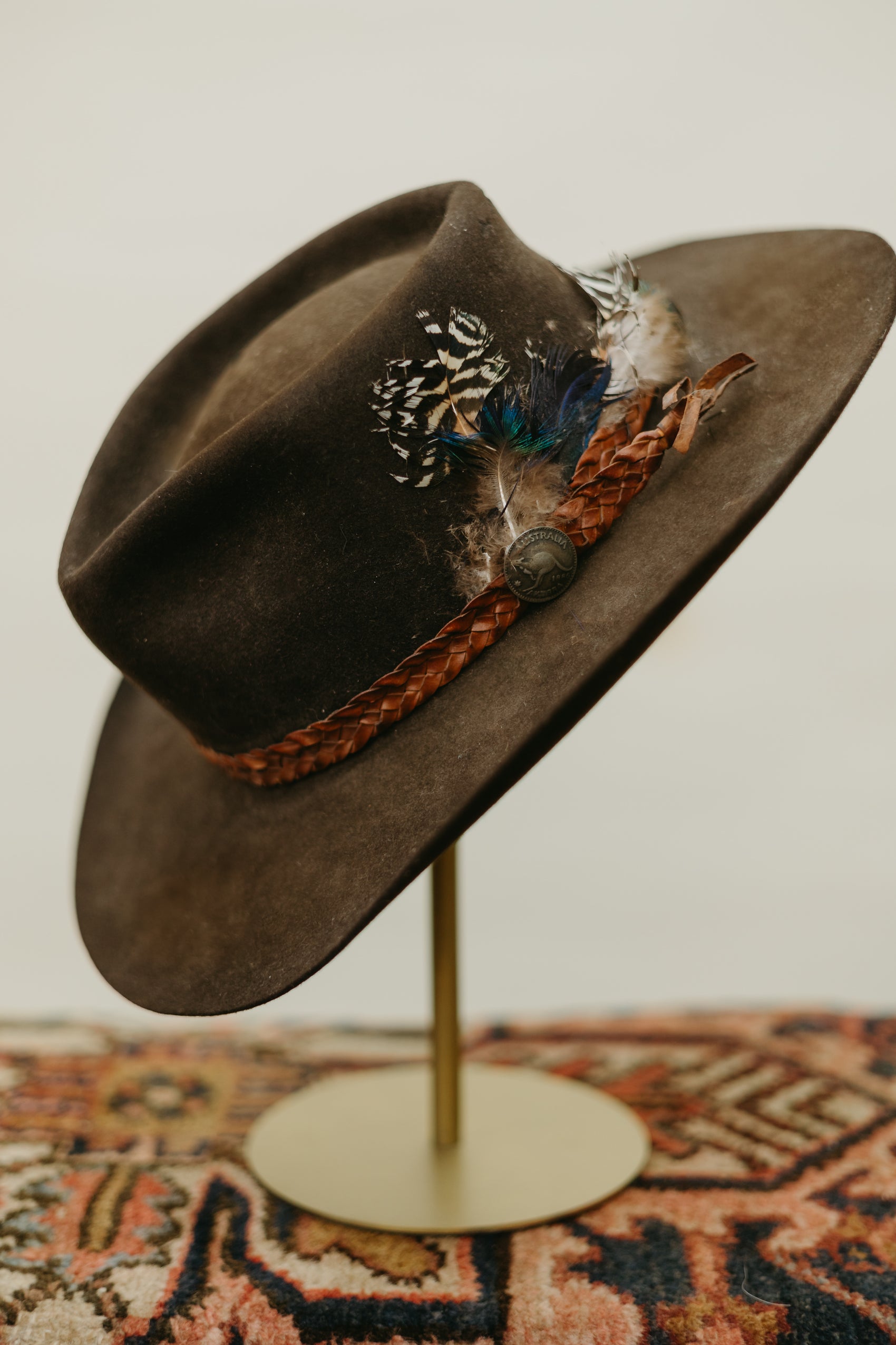 Vintage Wool Felt Western Hat with Braided Band & Feather Accent *COMING SOON*