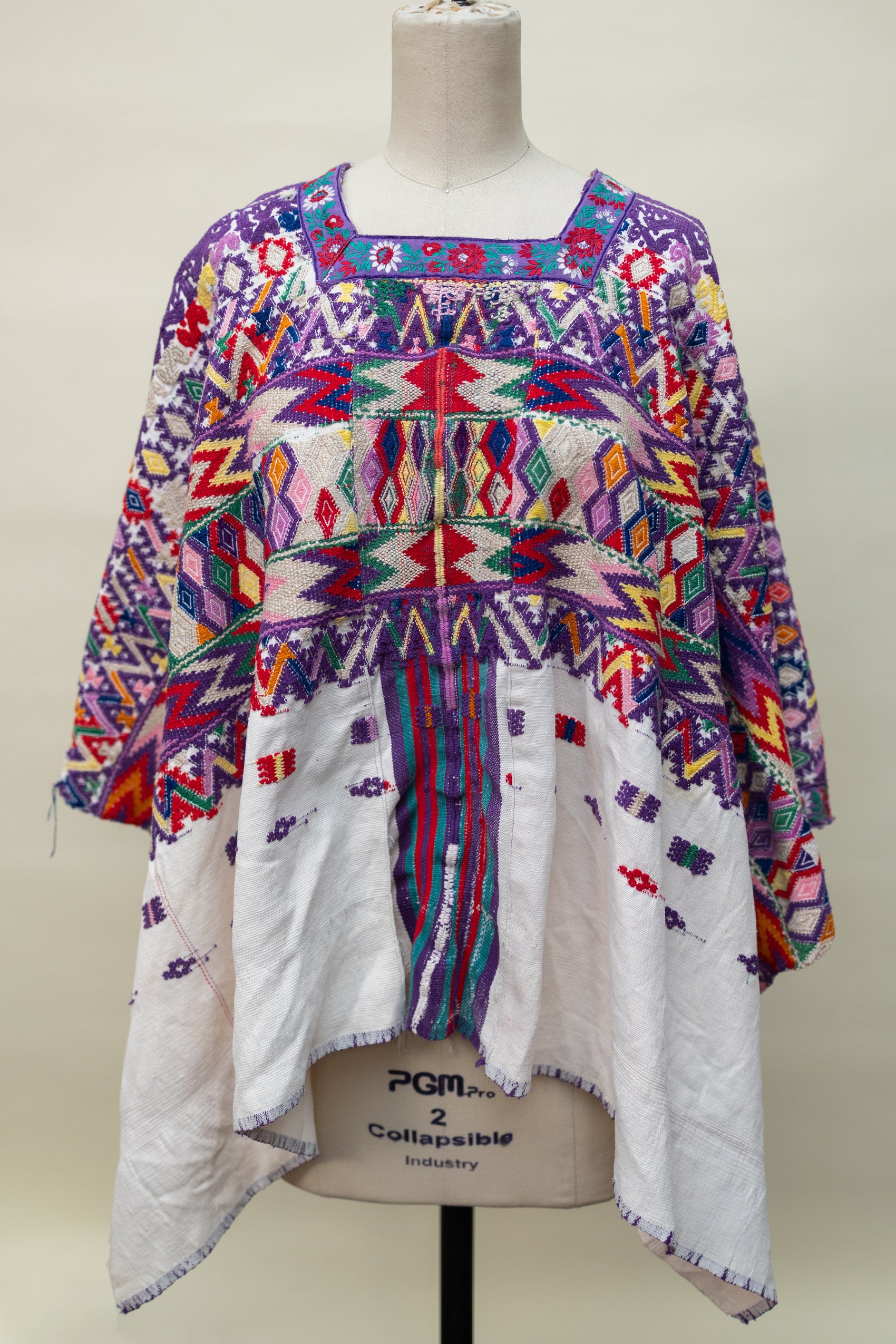 Handwoven Guatemalan Huipil — Multicolor Geometric & Floral Embroidery