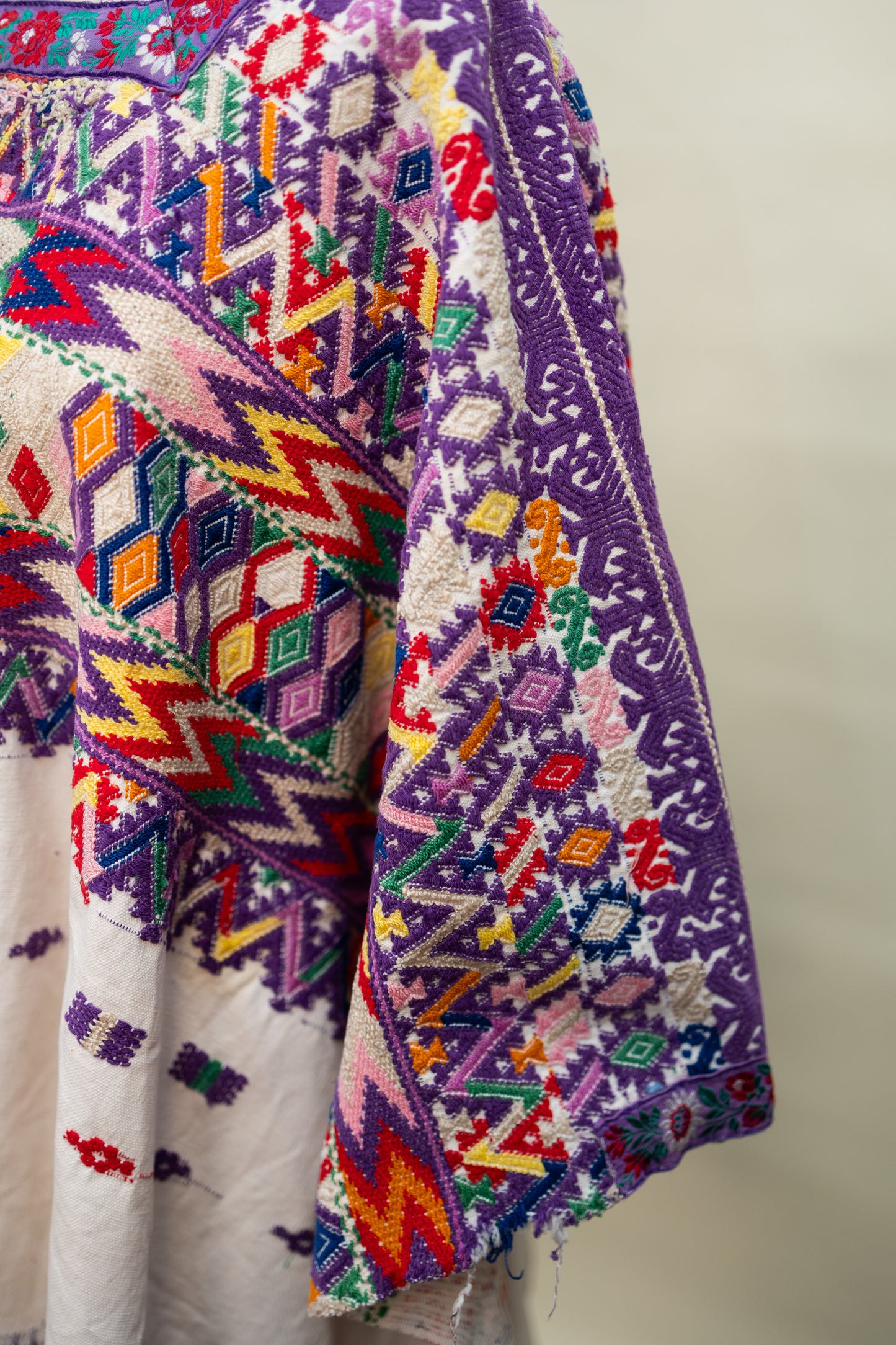 Handwoven Guatemalan Huipil — Multicolor Geometric & Floral Embroidery