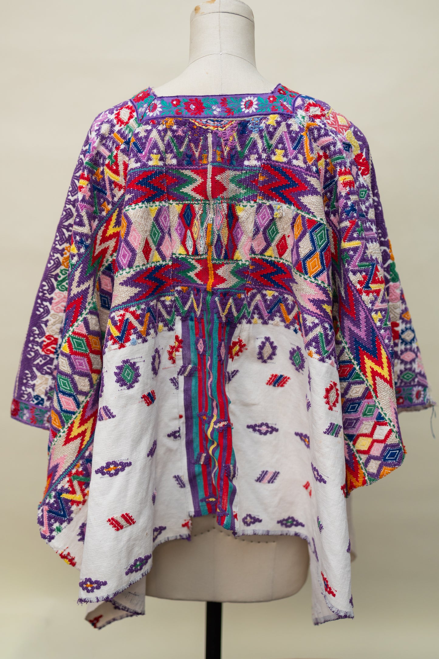 Handwoven Guatemalan Huipil — Multicolor Geometric & Floral Embroidery