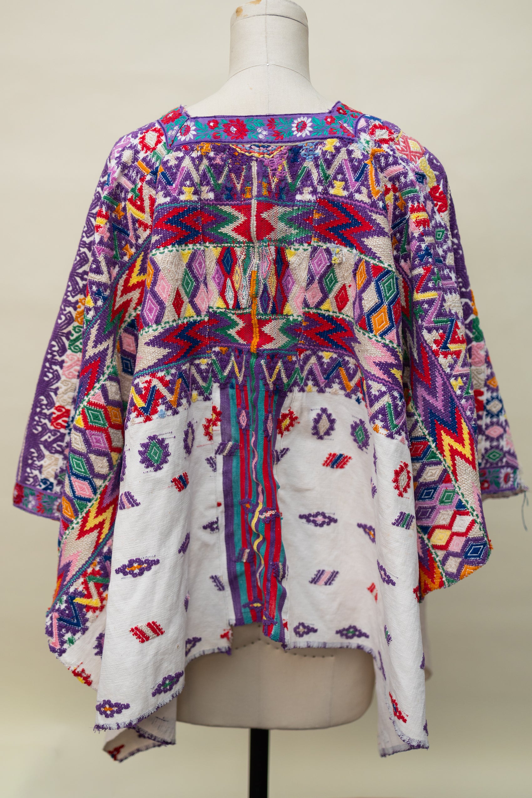 Handwoven Guatemalan Huipil — Multicolor Geometric & Floral Embroidery