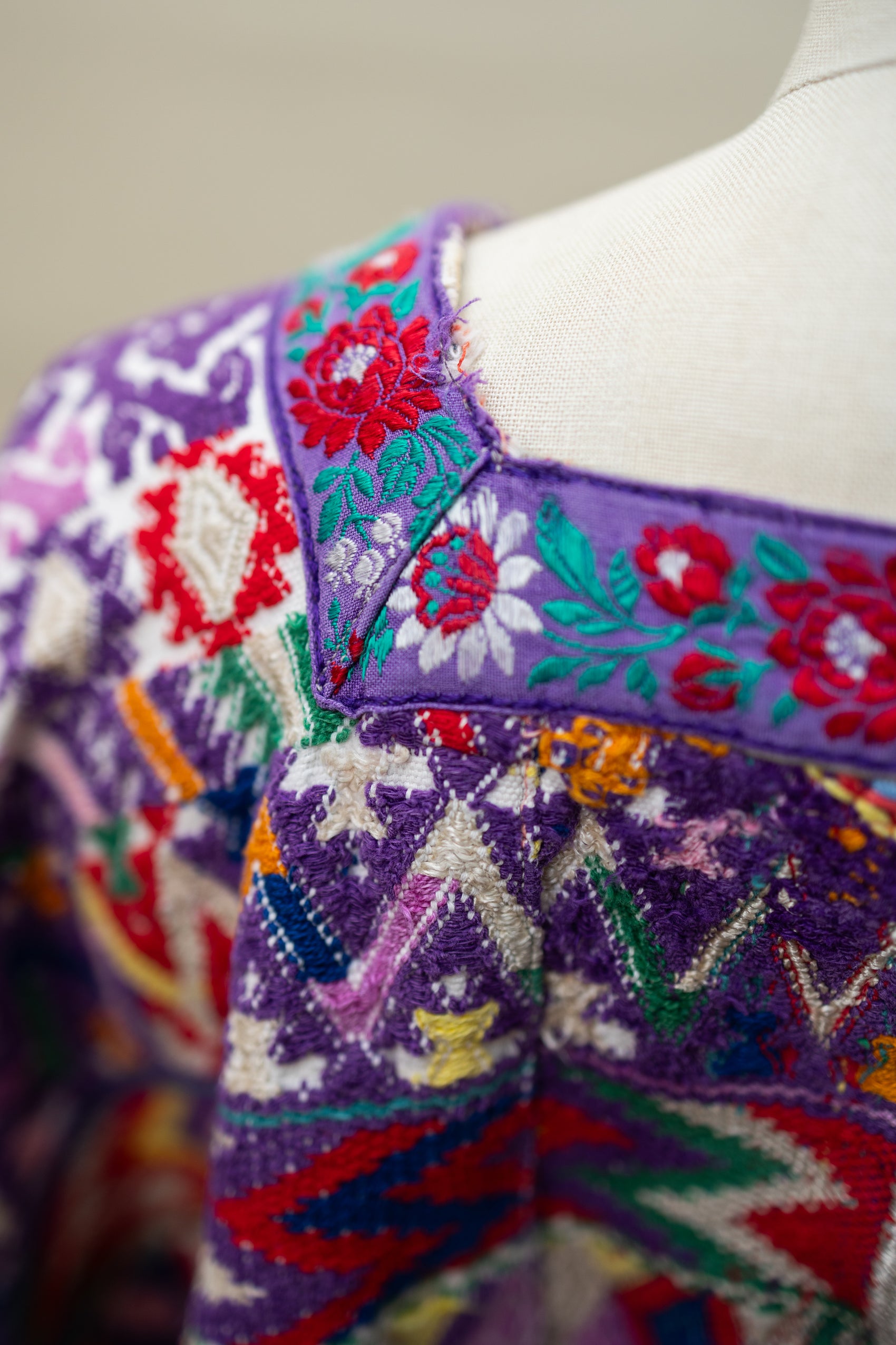 Handwoven Guatemalan Huipil — Multicolor Geometric & Floral Embroidery