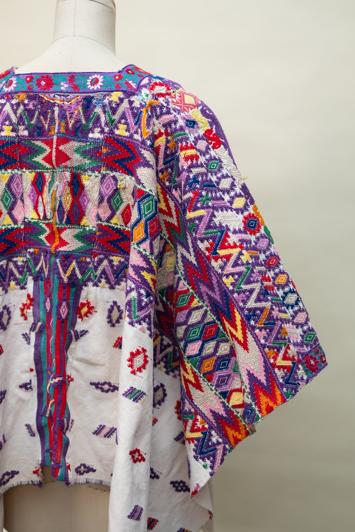Handwoven Guatemalan Huipil — Multicolor Geometric & Floral Embroidery