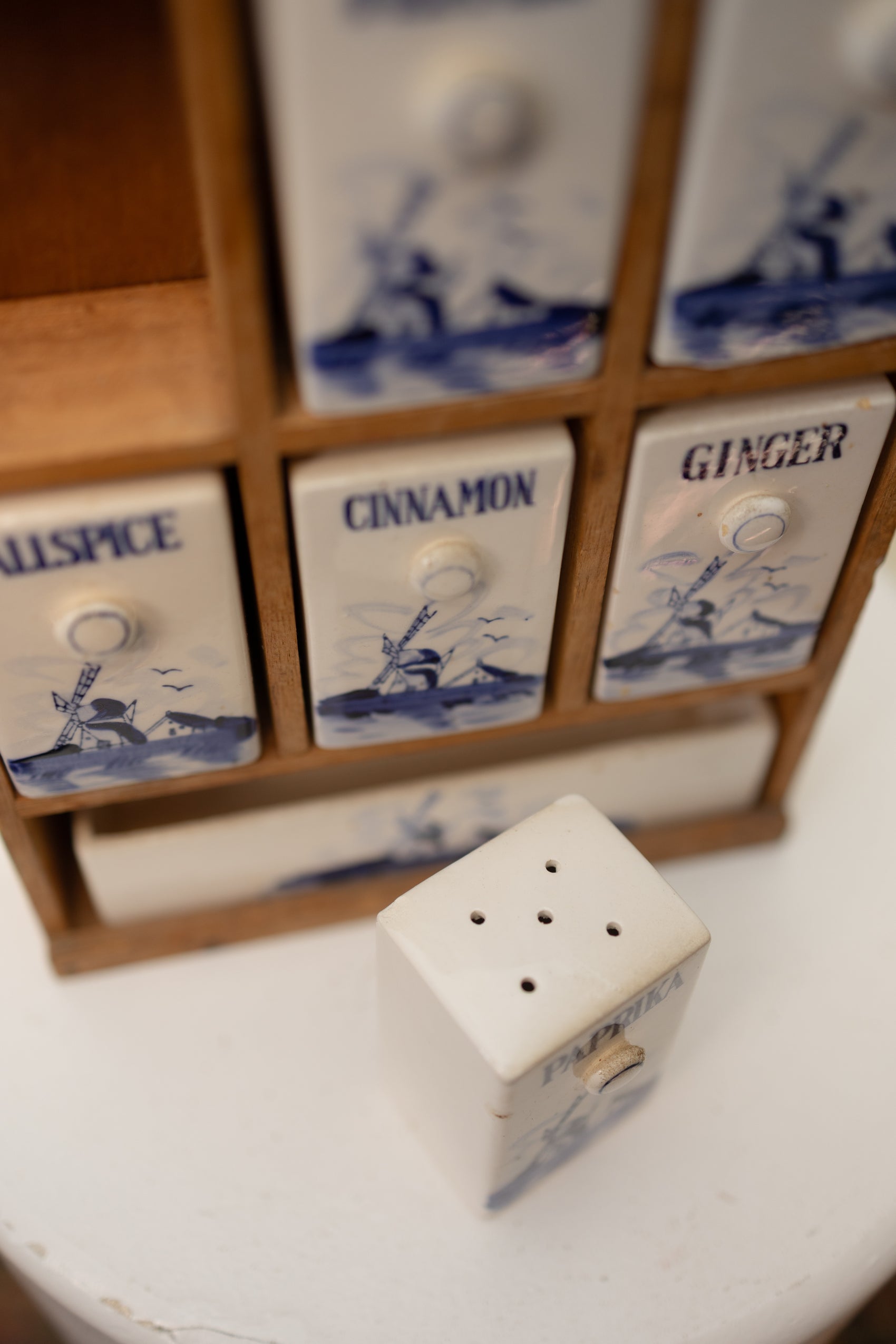 Vintage Delft Blue Ceramic Spice & Salt Set