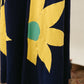 1970s Navy Knit Maxi Skirt with Sunflower Appliqué