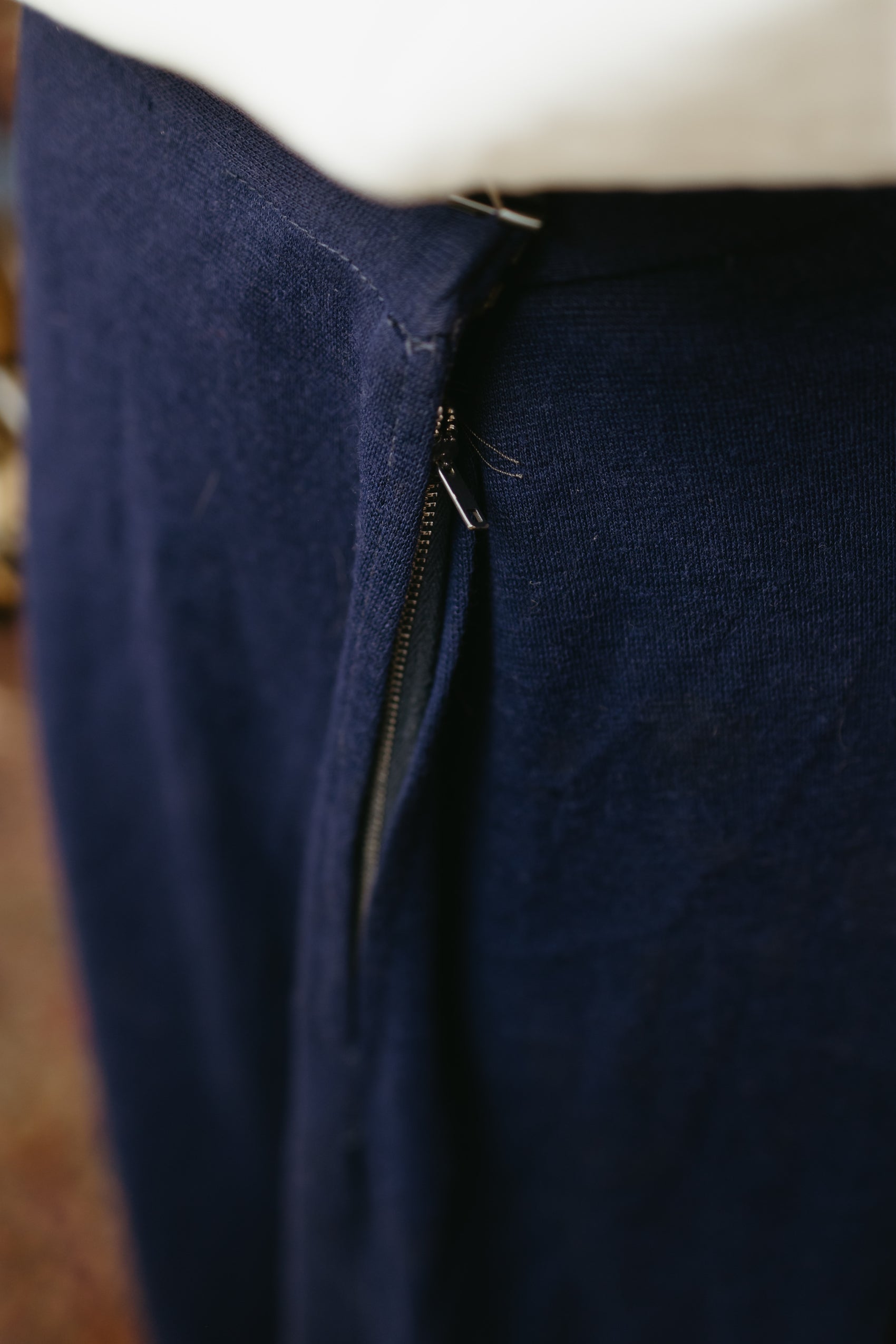 1970s Navy Knit Maxi Skirt with Sunflower Appliqué